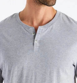 Free Fly Men's Bamboo Heritage Short Sleeve Henley: Light Heather Grey -Fashion Clothing heritage henley light heather grey men 4 06635.1680115093
