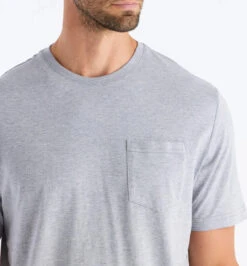 Free Fly Men's Bamboo Heritage Pocket Tee: Light Heather Grey -Fashion Clothing heritage pocket tee light heather grey men 3 19595.1680116778