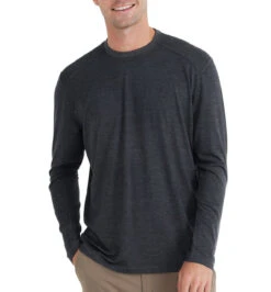 Free Fly Men's Bamboo Shade Long Sleeve: Heather Black