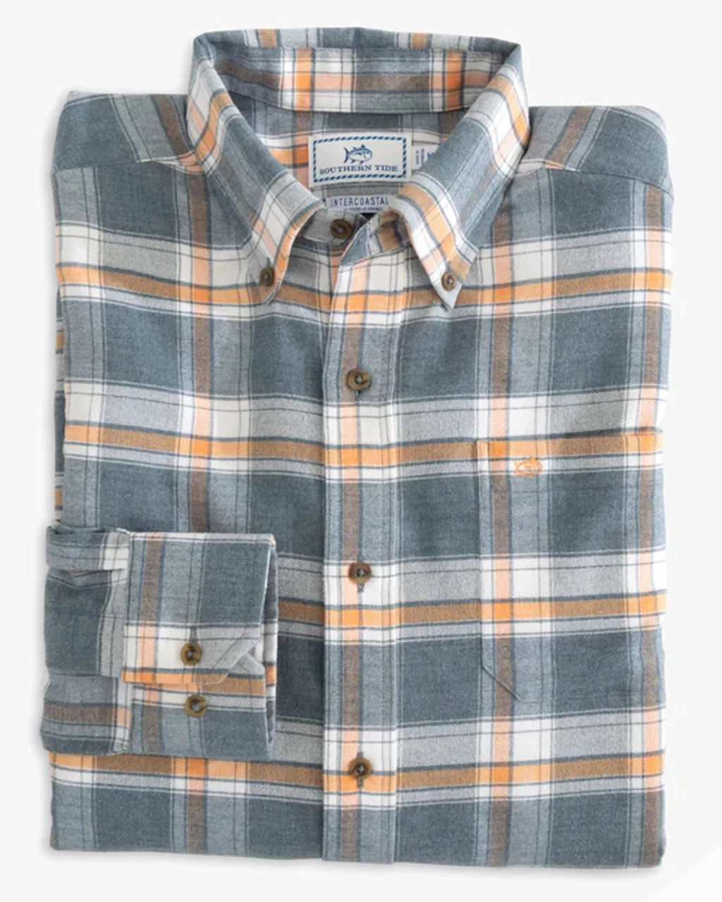 Southern Tide Milton Plaid Intercoastal Flannel Sport Shirt: Heather Dark Denim 3 Southern Tide Milton Plaid Intercoastal Flannel Sport Shirt: Heather Dark Denim