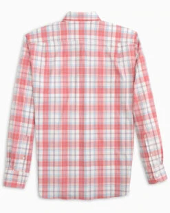 Southern Tide Ormond Plaid Intercoastal Performance Sport Shirt: Rouge Red -Fashion Clothing ormond plaid intercoastal performance sport shirt rouge red back 8958 1024x1024 46984.1650037843