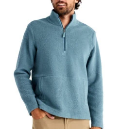Free Fly Men's Bamboo Sherpa Fleece Quarter Zip: Stormy Sea