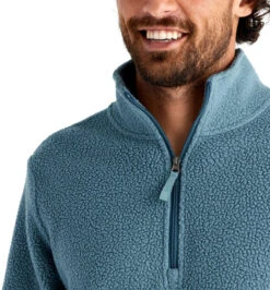 Free Fly Men's Bamboo Sherpa Fleece Quarter Zip: Stormy Sea -Fashion Clothing sherpa fleece quarter zip stormy sea men top 4 600x 17707.1665087157