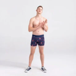 Saxx Droptemp Cooling Cotton Boxer Brief: Pony Bud Stripe - Navy -Fashion Clothing sxbb44 pbs 2body f fa22 82141.1666902576