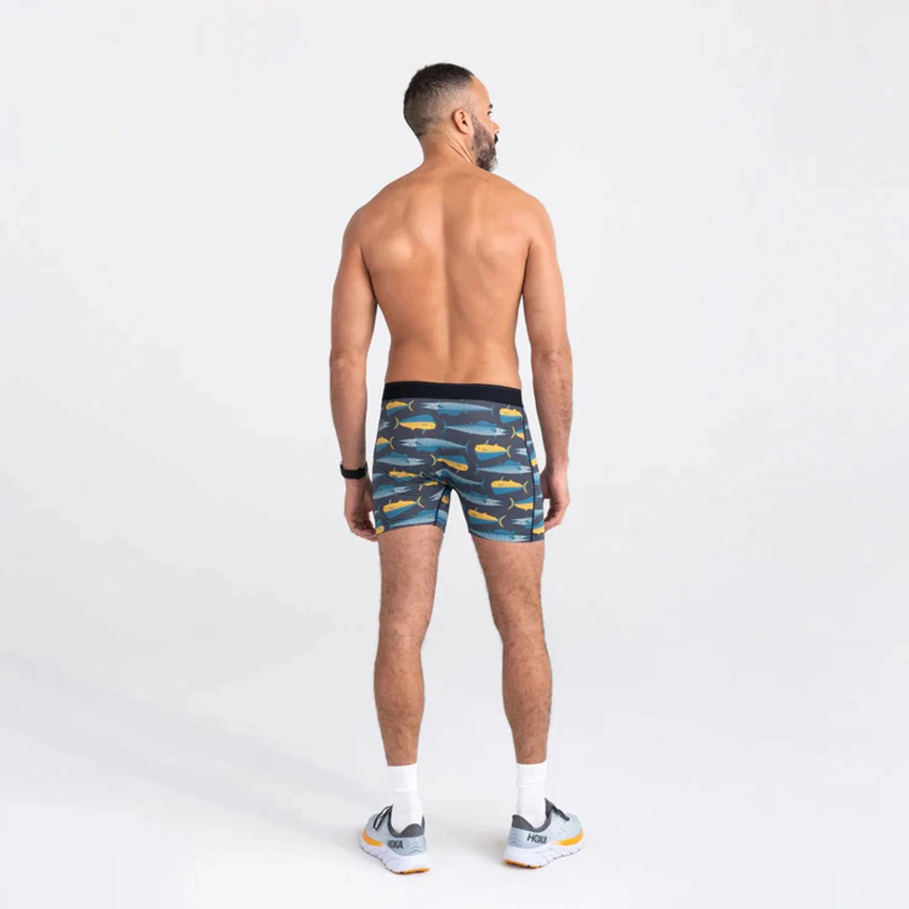 Saxx Quest Quick Dry Mesh Boxer Brief / Mahi Mahi Wahoo - Black 6 Saxx Quest Quick Dry Mesh Boxer Brief / Mahi Mahi Wahoo - Black - Image 4