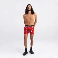 Saxx Vibe Super Soft Jersey Boxer Brief: Fired Up - Red -Fashion Clothing sxbm35 fur 2body f fa22 21260.1666899705