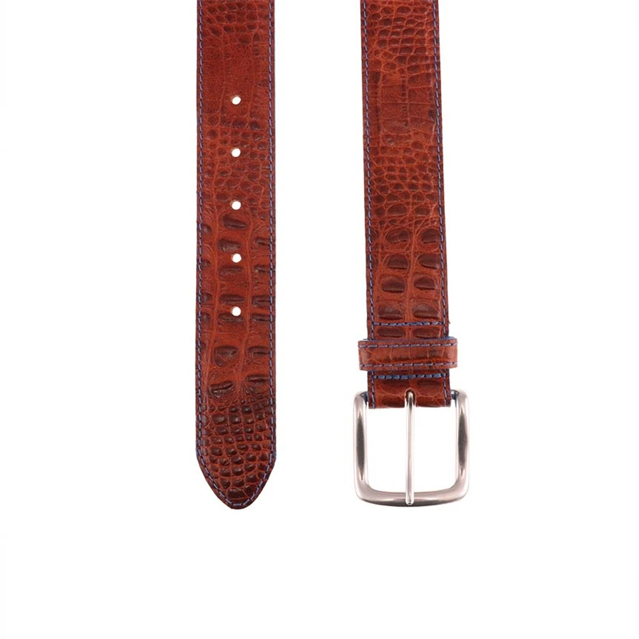 T.B. Phelps Travis Moc Croc Belt: Sport Rust With Blue Edge 4 T.B. Phelps Travis Moc Croc Belt: Sport Rust With Blue Edge - Image 2